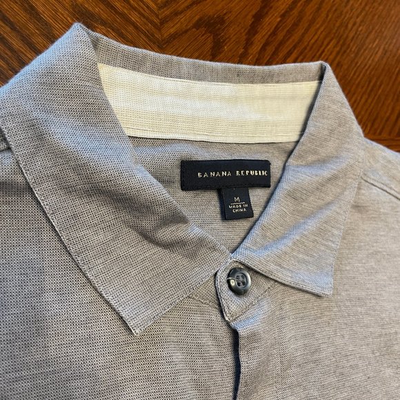 Banana Republic Casual Button Shirt, Jersey-like material, Grey, Men's Med - Picture 2 of 3